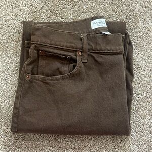 Abercrombie 90s Straight Jeans Ultra High Rise Curve Love Brown Women’s